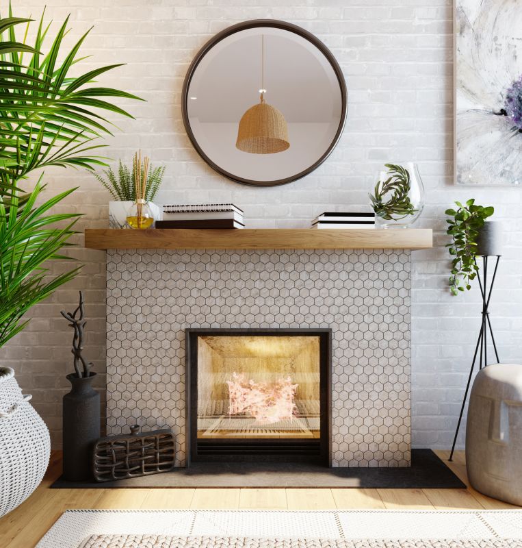 Custom Tiled Fireplace